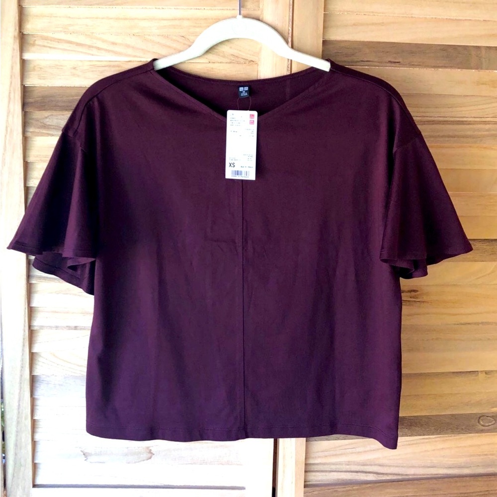 Uniqlo Blouse/ T-shirt XS Wine